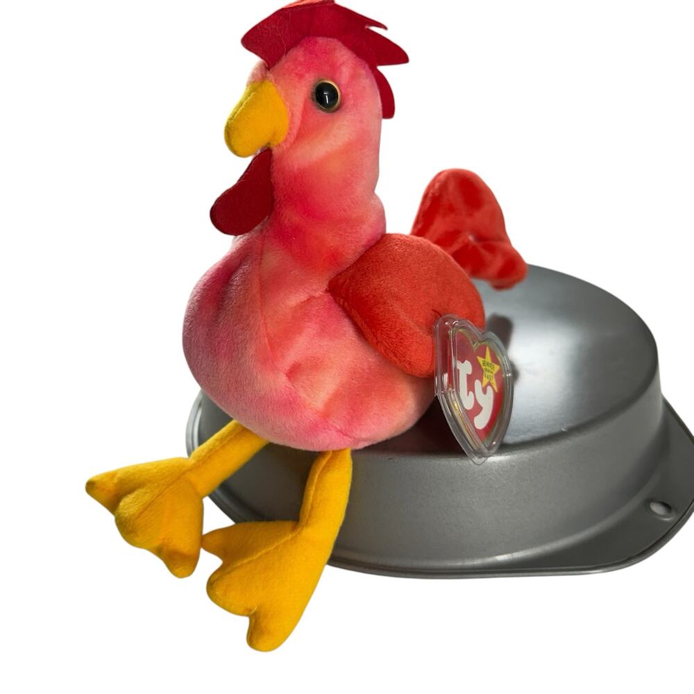 Ty Beanie Baby STRUT the Rooster 6" Plush Stuffed Animal Toy Pink NEW MWMTs